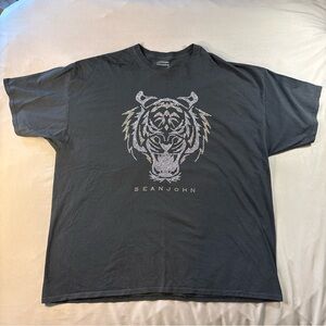 Sean John Black Tiger Rhinestone Crew-Neck Tee Short-Sleeves T-Shirt Size 5XB
